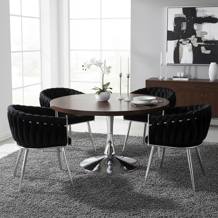 KRZESŁO FOTEL WELUROWY TAPICEROWANY RISO CZARNY NOGI CHROM