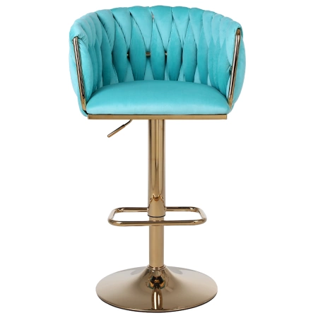 HOKER KRZESŁO BAROWE GLAMOUR SURI MIĘTOWY PODSTAWA ZŁOTA