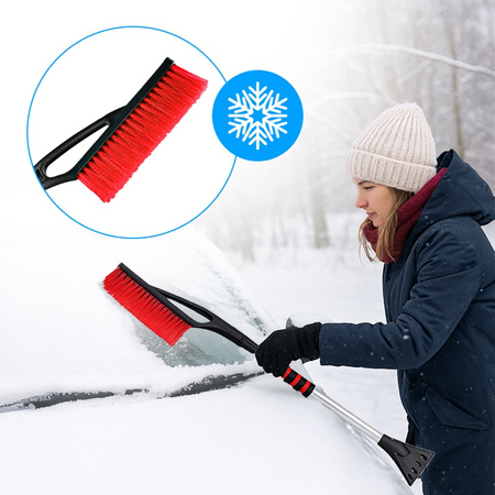 SZCZOTKA SKROBACZKA DO SAMOCHODU 2W1 TELESKOPOWA REGULOWANA THOR CZARNO-CZERWONA 87-122 CM