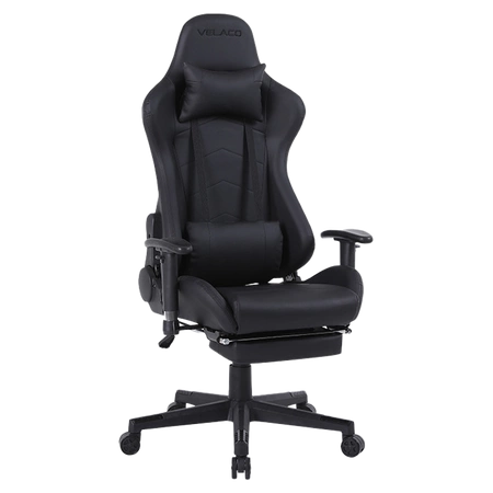 FOTEL GAMINGOWY BIUROWY OBROTOWY RIVAL CZARNY SKÓRA PU