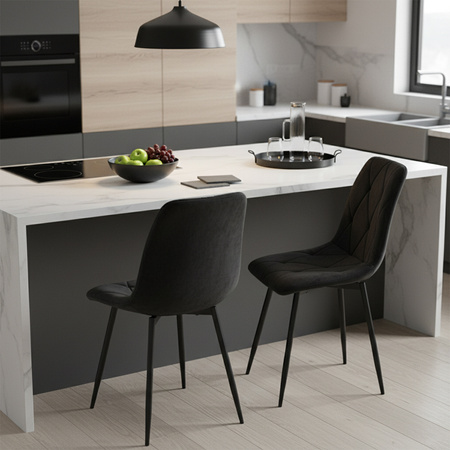 KRZESŁO FOTEL WELUROWY TAPICEROWANY TESA CZARNY NOGI CZARNE