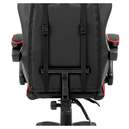 FOTEL GAMINGOWY BIUROWY OBROTOWY ZING-B CZARNY OBSZYCIE CZERWONE SKÓRA PU