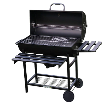 GRILL OGRODOWY WĘGLOWY Z POKRYWĄ I PÓŁKAMI VL09-A1 CZARNY