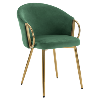 FOTEL KRZESŁO WELUROWE TAPICEROWANY METIS BUTELKOWA ZIELEŃ NOGI ZŁOTE