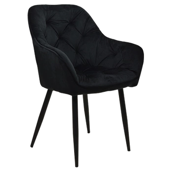 FOTEL KRZESŁO WELUROWE TAPICEROWANE LIZA CZARNY NOGI CZARNE