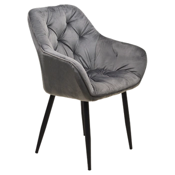 FOTEL KRZESŁO WELUROWE TAPICEROWANE LIZA SZARY NOGI CZARNE