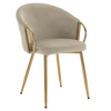 FOTEL KRZESŁO WELUROWE TAPICEROWANY METIS BEŻOWY NOGI ZŁOTE
