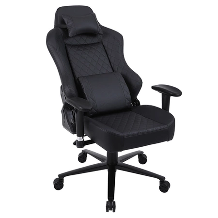 FOTEL GAMINGOWY BIUROWY OBROTOWY SONIC CZARNY SKÓRA PU