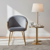 FOTEL KRZESŁO WELUROWE TAPICEROWANY METIS CIEMNOSZARY NOGI ZŁOTE