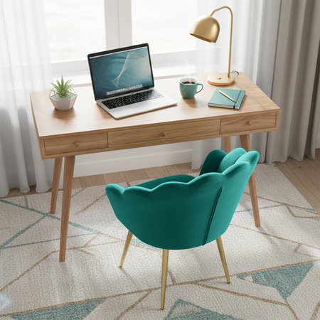 FOTEL KRZESŁO WELUROWE TAPICEROWANE TINA ZIELONY NOGI ZŁOTE