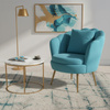 FOTEL KRZESŁO MUSZELKA WELUROWY TAPICEROWANY SAVA TURKUSOWY NOGI ZŁOTE