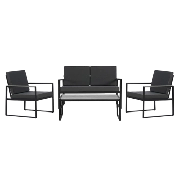 ZESTAW MEBLI OGRODOWYCH CARTER CZARNY 4 OSOBOWY STOLIK FOTELE SOFA