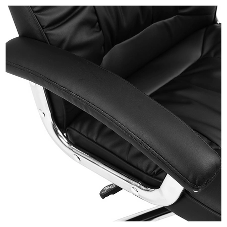 FOTEL BIUROWY OBROTOWY ERGO CZARNA SKÓRA PU PODSTAWA CHROM