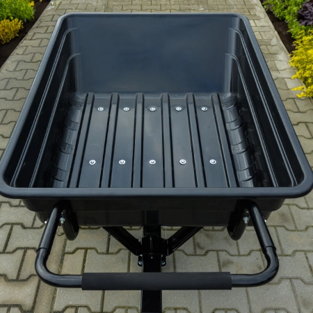 PRZYCZEPKA OGRODOWA DO KOSIARKI TRAKTORKA OGRODOWEGO BOGIE-TRAX CZARNA POLIMEROWA DO 400 KG