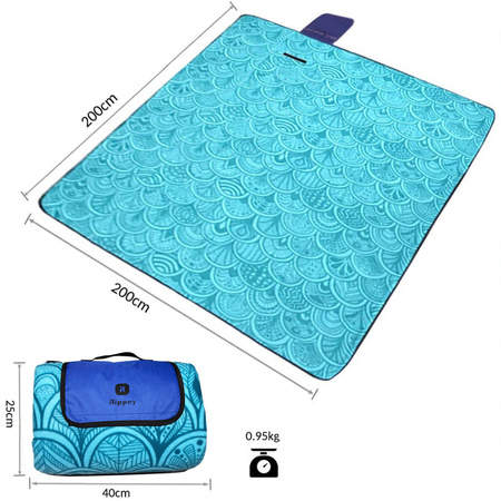 KOC PIKNIKOWY WODOODPORNY MATA PLAŻOWA Z IZOLACJĄ SANDY 1A NIEBIESKI 2x2