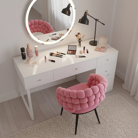 FOTEL KRZESŁO BUBBLE WELUROWE TAPICEROWANE ATRIA BRUDNY RÓŻ NOGI CZARNE