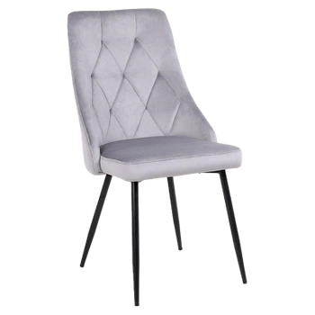 KRZESŁO FOTEL WELUROWY TAPICEROWANY LEDA SZARY NOGI CZARNE