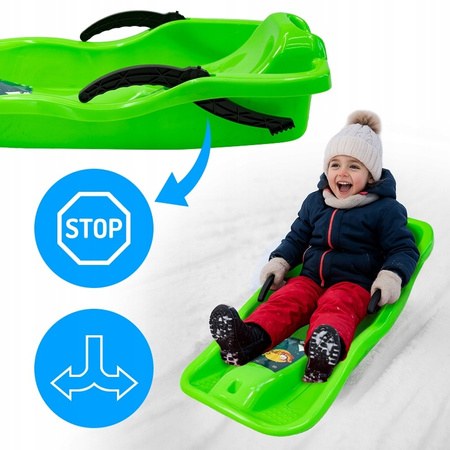 SANKI DZIECIĘCE Z HAMULCEM ŚLIZG PLASTIKOWY SKIPPER ZIELONE