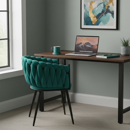 FOTEL KRZESŁO WELUROWE TAPICEROWANE RISO BUTELKOWA ZIELEŃ NOGI CZARNE