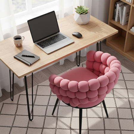 FOTEL KRZESŁO BUBBLE WELUROWE TAPICEROWANE ATRIA BRUDNY RÓŻ NOGI CZARNE