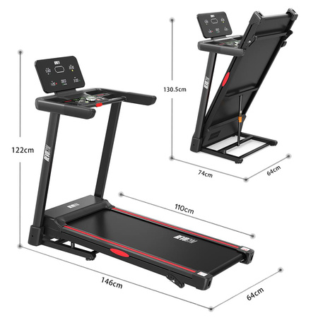 BIEŻNIA ELEKTRYCZNA TRENINGOWA DOMOWA SKŁADANA RUN-1 1-16 KM/H 140 KG 230 V BLUETOOTH
