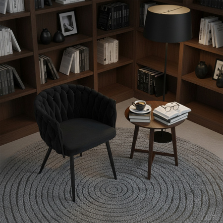 KRZESŁO FOTEL WELUROWY TAPICEROWANY RISO CZARNY NOGI CZARNE