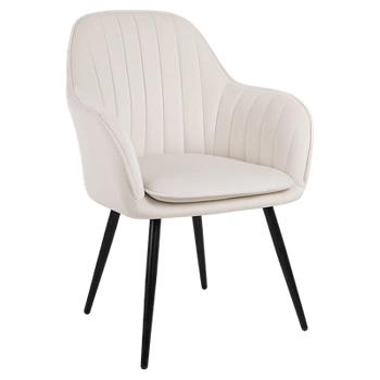 KRZESŁO FOTEL WELUROWY TAPICEROWANY BETO KREMOWY NOGI CZARNE
