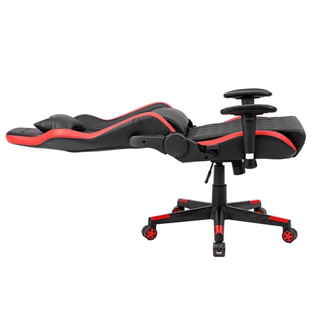 FOTEL GAMINGOWY BIUROWY OBROTOWY FURIA CZARNO/CZERWONY SKÓRA PU