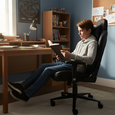 FOTEL GAMINGOWY BIUROWY OBROTOWY SONIC CZARNY SKÓRA PU