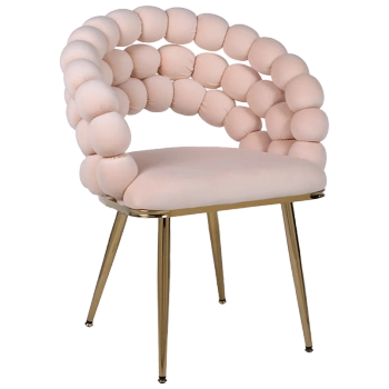 FOTEL KRZESŁO BUBBLE WELUROWE TAPICEROWANE ATRIA ECRU NOGI ZŁOTE