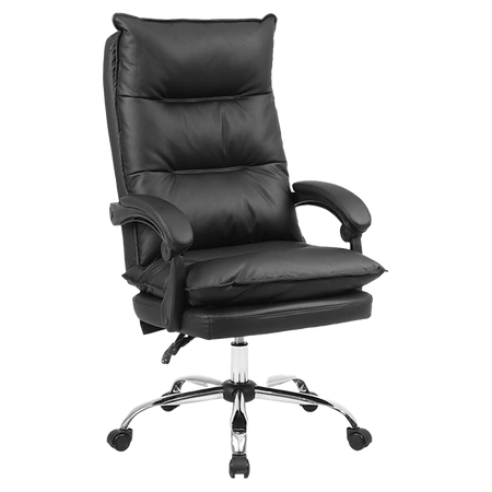 FOTEL BIUROWY OBROTOWY ZENIT CZARNA SKÓRA PU PODSTAWA CHROM