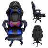 FOTEL GAMINGOWY BIUROWY OBROTOWY ZING-A CZARNO/NIEBIESKI SKÓRA PU