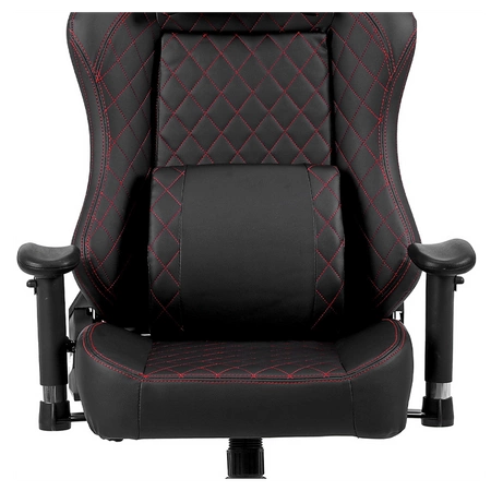 FOTEL GAMINGOWY BIUROWY OBROTOWY SONIC CZARNO/CZERWONY SKÓRA PU