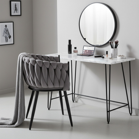 KRZESŁO FOTEL WELUROWY TAPICEROWANY RISO SZARY NOGI CZARNE