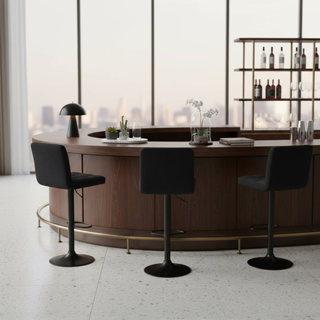 HOKER KRZESŁO BAROWE RAFA CZARNY WELUR PODSTAWA CZARNA