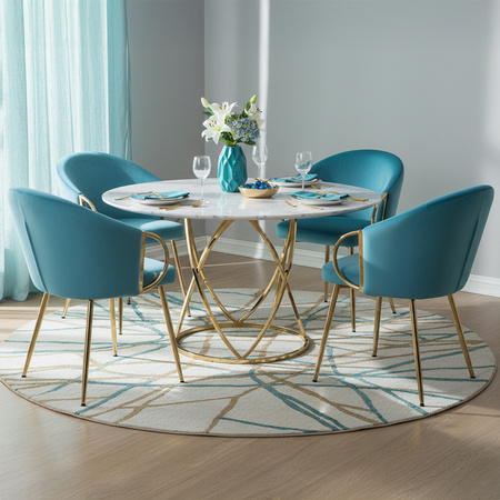 FOTEL KRZESŁO WELUROWE TAPICEROWANY METIS TURKUSOWY NOGI ZŁOTE