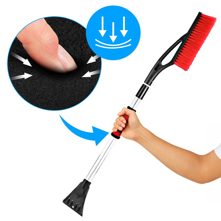 SZCZOTKA SKROBACZKA DO SAMOCHODU 2W1 TELESKOPOWA REGULOWANA THOR CZARNO-CZERWONA 87-122 CM