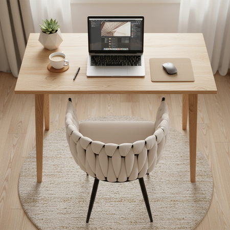 KRZESŁO FOTEL WELUROWY TAPICEROWANY RISO ECRU NOGI CZARNE