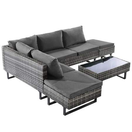 ZESTAW MEBLI OGRODOWYCH RATTANOWE LIME 5 OSOBOWE SZARY