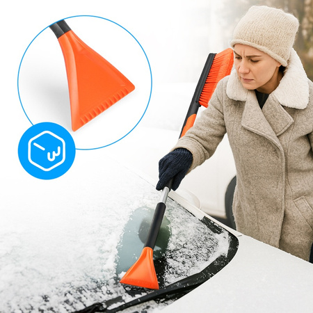 SZCZOTKA SKROBACZKA DO SAMOCHODU 2W1 TELESKOPOWA REGULOWANA ODYN CZARNO-POMARAŃCZOWA 75-110 CM