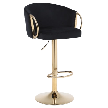 HOKER KRZESŁO BAROWE BIANCA CZARNY PODSTAWA ZŁOTA