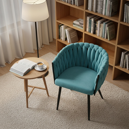 FOTEL KRZESŁO WELUROWY TAPICEROWANY RISO MIĘTOWY NOGI CZARNE