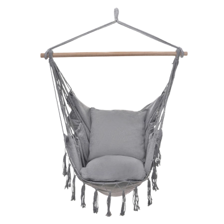 FOTEL OGRODOWY WISZĄCY KRZESŁO BRAZYLIJSKIE HAMAK HUŚTAWKA JULIA SZARY