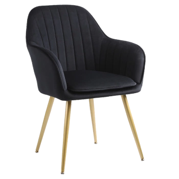 FOTEL KRZESŁO WELUROWE TAPICEROWANE BETO CZARNE NOGI ZŁOTE