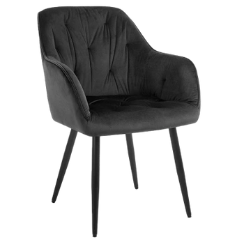 KRZESŁO FOTEL WELUROWY TAPICEROWANY VELA CZARNY NOGI CZARNE