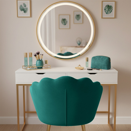 FOTEL KRZESŁO WELUROWE TAPICEROWANE TINA ZIELONY NOGI ZŁOTE