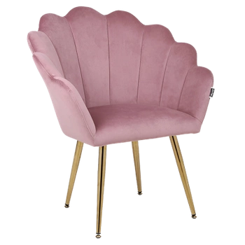 FOTEL KRZESŁO WELUROWE TAPICEROWANE TINA BRUDNY RÓŻ NOGI ZŁOTE