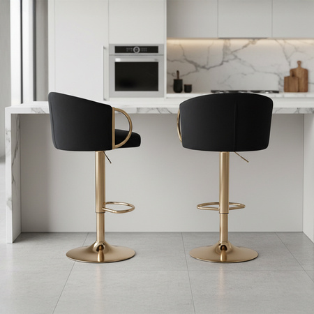 HOKER KRZESŁO BAROWE BIANCA CZARNY PODSTAWA ZŁOTA