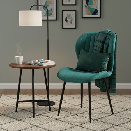 KRZESŁO FOTEL WELUROWY TAPICEROWANY TORA BUTELKOWA ZIELEŃ NOGI CZARNE