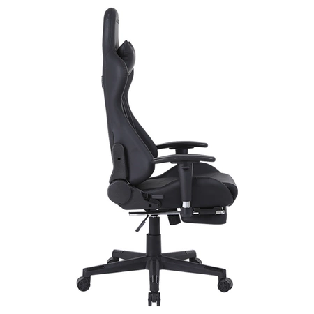FOTEL GAMINGOWY BIUROWY OBROTOWY RIVAL CZARNY SKÓRA PU